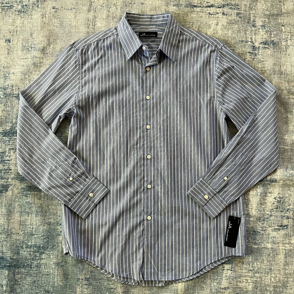 NWT! JA John Ashford Blue Striped Button Down Medium